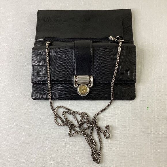 Brighton Black Leather Crossbody Wallet with Detachable Chain Strap - Picture 4 of 12